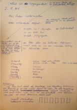 17/01.11 Notizen und Skizzen zu: Arbeit an der Kleiststraße, 1980